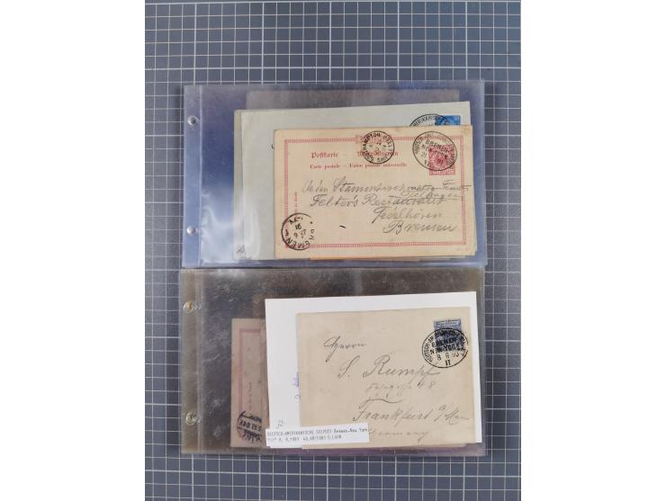 1891/1938, Sammlungspbestand “DASP BREMEN-NEW YORK” mit ca. 85 Briefen, Karten und GSK, Schwerpunkt bis ca. 1920 mit Untersch