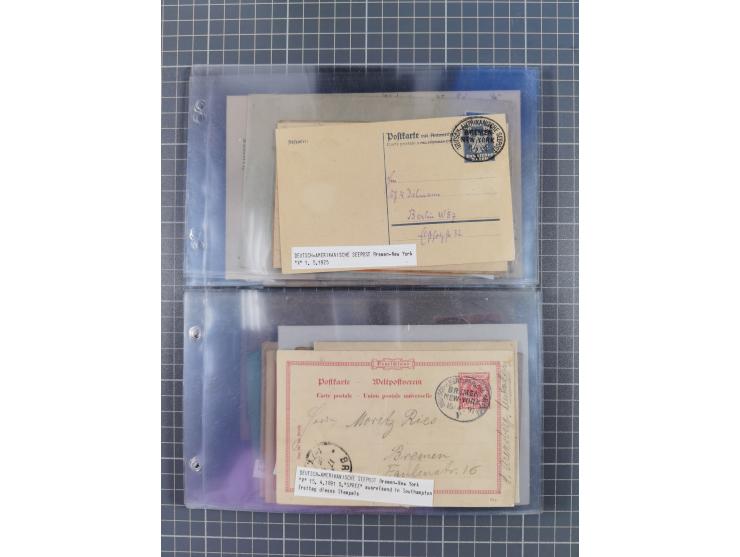 1891/1938, Sammlungspbestand “DASP BREMEN-NEW YORK” mit ca. 85 Briefen, Karten und GSK, Schwerpunkt bis ca. 1920 mit Untersch
