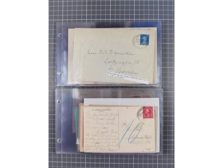 1891/1938, Sammlungspbestand “DASP BREMEN-NEW YORK” mit ca. 85 Briefen, Karten und GSK, Schwerpunkt bis ca. 1920 mit Untersch