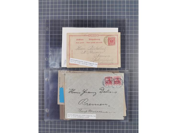 1891/1938, Sammlungspbestand “DASP BREMEN-NEW YORK” mit ca. 85 Briefen, Karten und GSK, Schwerpunkt bis ca. 1920 mit Untersch