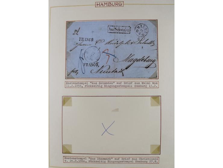 1853/1950, interessante Sammlung “Nordische Schiffspost” inkl. Transit- und Anlandungsstempeln mit fast 60 Briefen, Karten un