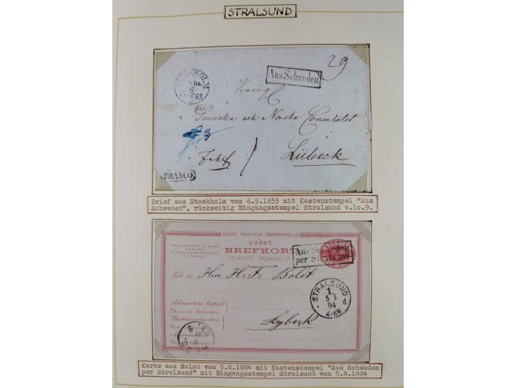 1853/1950, interessante Sammlung “Nordische Schiffspost” inkl. Transit- und Anlandungsstempeln mit fast 60 Briefen, Karten un