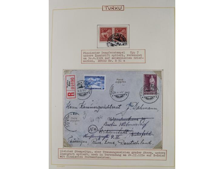 1853/1950, interessante Sammlung “Nordische Schiffspost” inkl. Transit- und Anlandungsstempeln mit fast 60 Briefen, Karten un