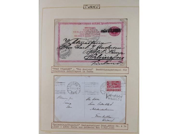 1853/1950, interessante Sammlung “Nordische Schiffspost” inkl. Transit- und Anlandungsstempeln mit fast 60 Briefen, Karten un