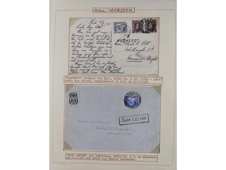 1853/1950, interessante Sammlung “Nordische Schiffspost” inkl. Transit- und Anlandungsstempeln mit fast 60 Briefen, Karten un