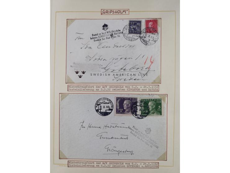 1853/1950, interessante Sammlung “Nordische Schiffspost” inkl. Transit- und Anlandungsstempeln mit fast 60 Briefen, Karten un