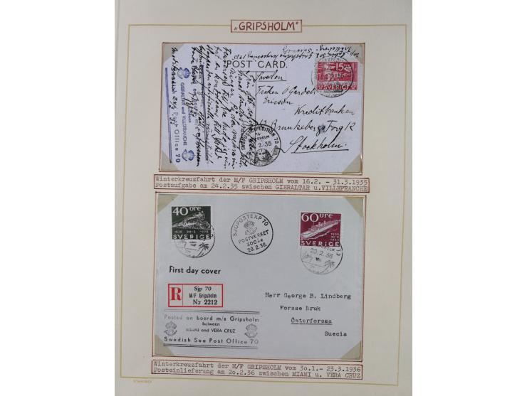 1853/1950, interessante Sammlung “Nordische Schiffspost” inkl. Transit- und Anlandungsstempeln mit fast 60 Briefen, Karten un