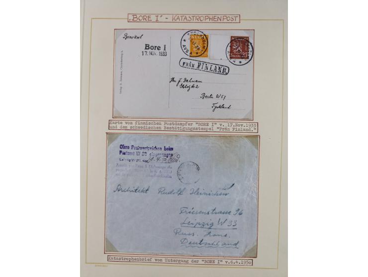 1853/1950, interessante Sammlung “Nordische Schiffspost” inkl. Transit- und Anlandungsstempeln mit fast 60 Briefen, Karten un