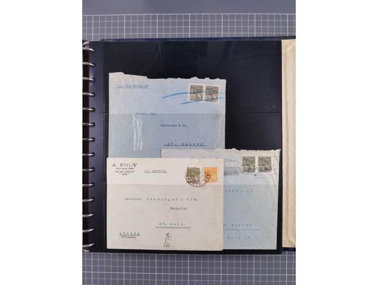 1872/1939, kleiner Bestand mit ca. 80 Briefen, Karten und GSK sowie vielen losen Marken und Briefstücken mit Schiffspoststemp