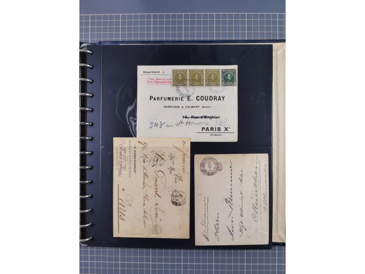 1872/1939, kleiner Bestand mit ca. 80 Briefen, Karten und GSK sowie vielen losen Marken und Briefstücken mit Schiffspoststemp