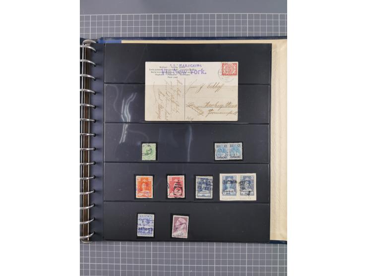 1872/1939, kleiner Bestand mit ca. 80 Briefen, Karten und GSK sowie vielen losen Marken und Briefstücken mit Schiffspoststemp