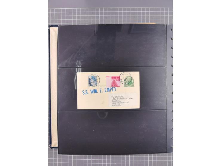 1872/1939, kleiner Bestand mit ca. 80 Briefen, Karten und GSK sowie vielen losen Marken und Briefstücken mit Schiffspoststemp