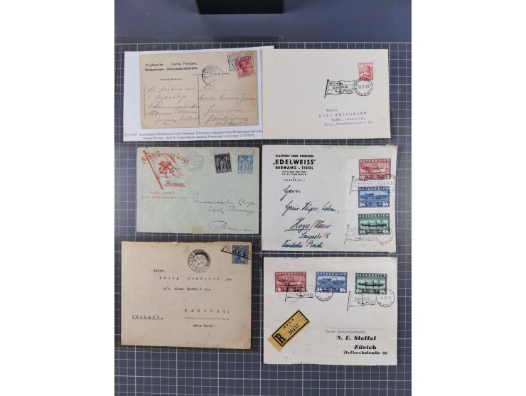 1829/1970 (ca.), interessanter Bestand mit über 100 Briefen, Karten und Ganzsachen inkl. Belege mit handschriftlichen Leitver