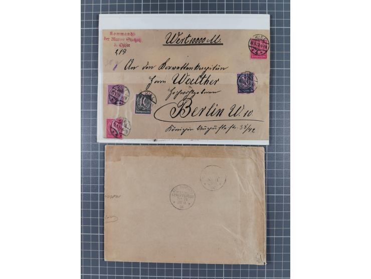 1900/41, ca. &nbsp;80 Briefe und Karten mit Schwerpunkt I. Weltkrieg, dabei u.a. frankierte Postkarte 1918 mit rotem Stempel 