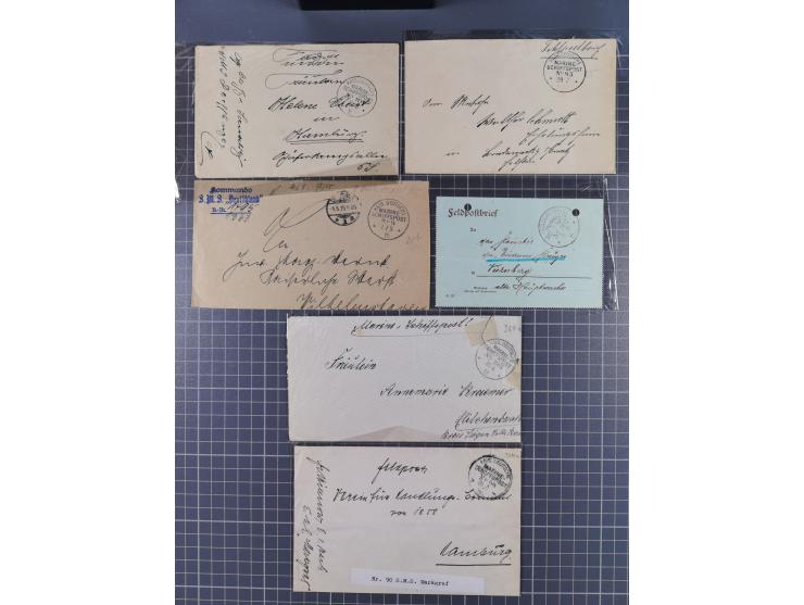 1900/41, ca. &nbsp;80 Briefe und Karten mit Schwerpunkt I. Weltkrieg, dabei u.a. frankierte Postkarte 1918 mit rotem Stempel 