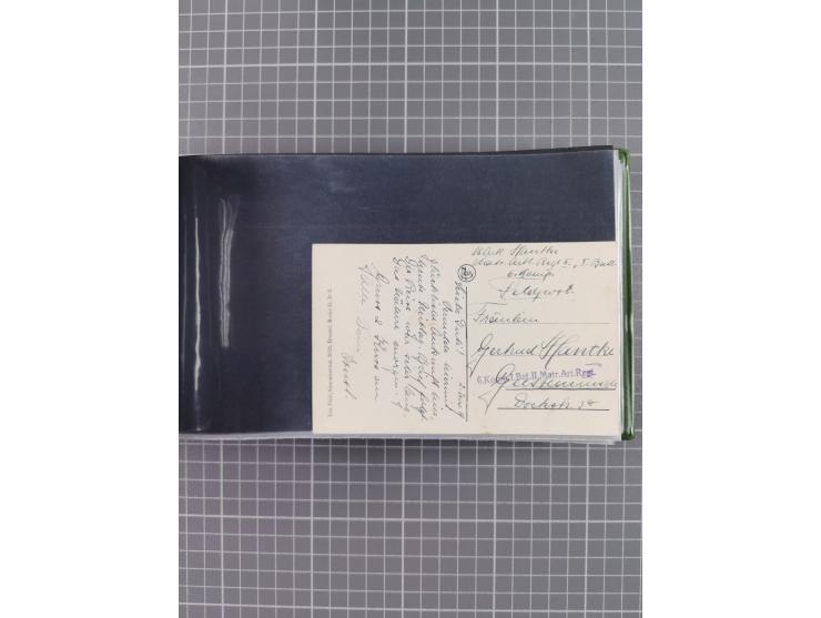 1900/41, ca. &nbsp;80 Briefe und Karten mit Schwerpunkt I. Weltkrieg, dabei u.a. frankierte Postkarte 1918 mit rotem Stempel 