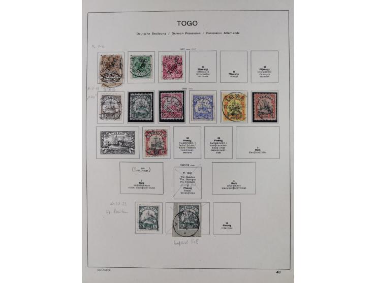 1890/14, Deutsch-Ostafrika bis Togo, meist gestempelte Teilsammlung ab Aufdruckausgaben, dabei G.R.I. Aufdruck Samoa Mi.1PFII