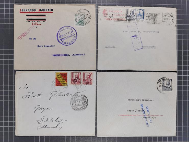 1880/1945, Propaganda &amp; Censor: 30 covers and cards, many different censors from Tenerife and Las Palmas, Viva Espana! ca