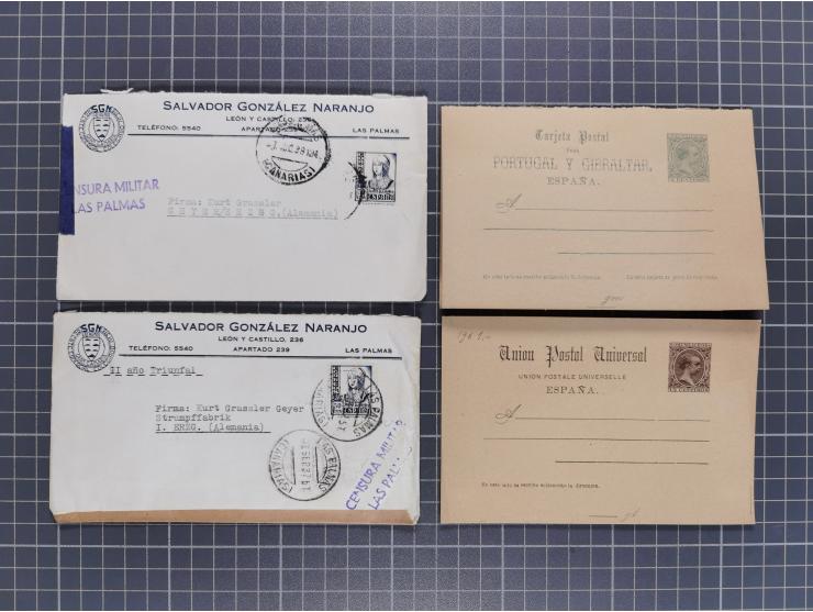 1880/1945, Propaganda &amp; Censor: 30 covers and cards, many different censors from Tenerife and Las Palmas, Viva Espana! ca