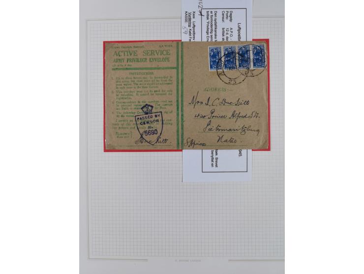 1918/62, Collection on 17 album leaves including British field post Natal South Africa, Palestine censorship reg. 1918 to Egy