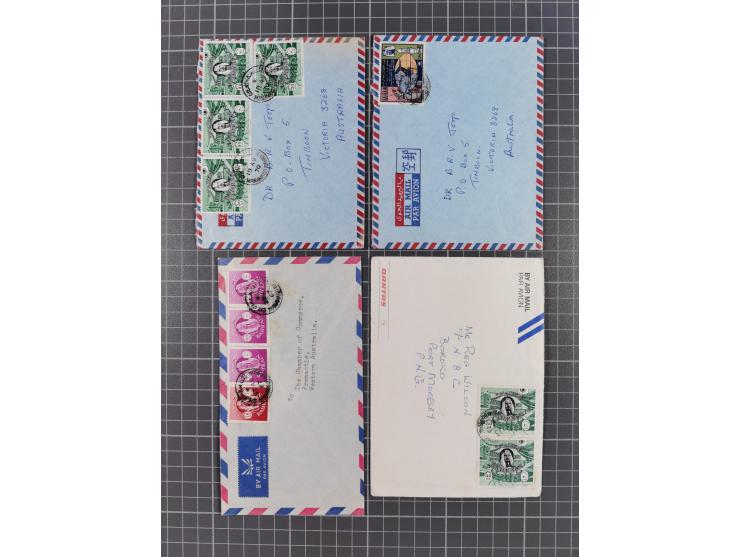 1936/90, 40 covers, postal stationerys and cards starting India 3 d. carmine overprinted Bahrain on cover with content from B