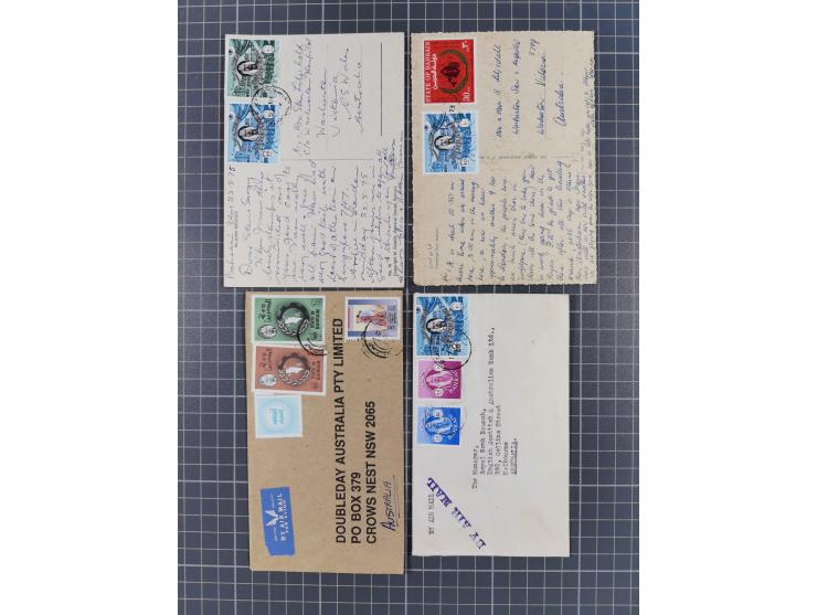 1936/90, 40 covers, postal stationerys and cards starting India 3 d. carmine overprinted Bahrain on cover with content from B