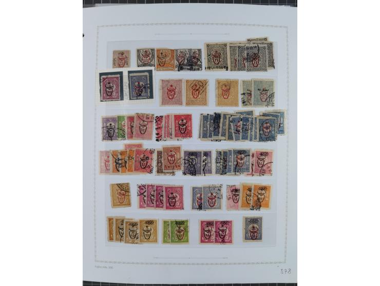 1917, OX-HEAD (PTT) Issues specialized collection on 24 selfmade album pages including a mainly used set, many high values 25