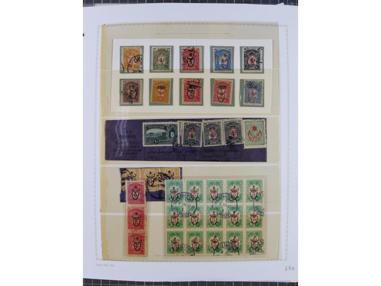 1917, OX-HEAD (PTT) Issues specialized collection on 24 selfmade album pages including a mainly used set, many high values 25