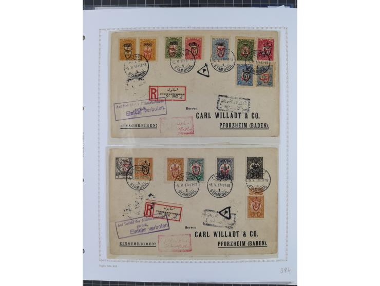 1917, OX-HEAD (PTT) Issues specialized collection on 24 selfmade album pages including a mainly used set, many high values 25