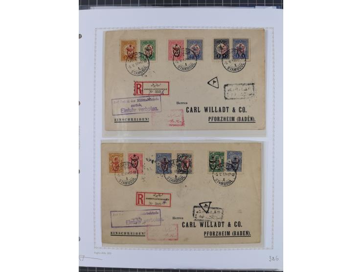 1917, OX-HEAD (PTT) Issues specialized collection on 24 selfmade album pages including a mainly used set, many high values 25