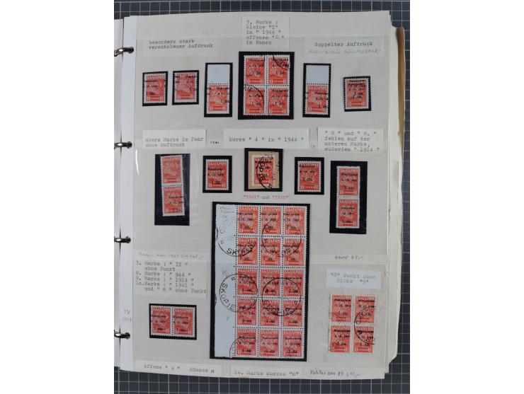 1944, umfangreiche, meist postfrische und gestempelte Sammlung mit vielen Einheiten, gestempelten Bogenteilen, Aufdruck-Abart