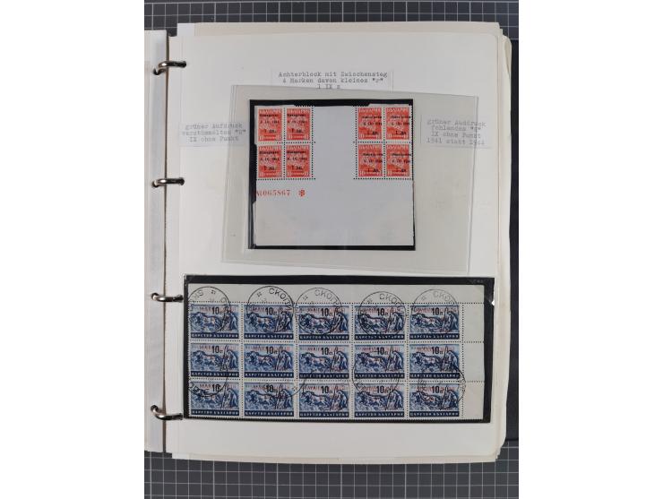 1944, umfangreiche, meist postfrische und gestempelte Sammlung mit vielen Einheiten, gestempelten Bogenteilen, Aufdruck-Abart