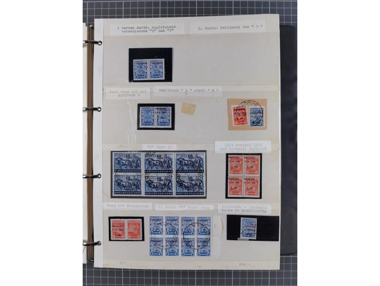 1944, umfangreiche, meist postfrische und gestempelte Sammlung mit vielen Einheiten, gestempelten Bogenteilen, Aufdruck-Abart