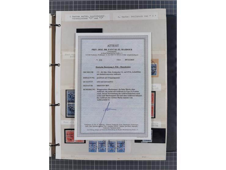 1944, umfangreiche, meist postfrische und gestempelte Sammlung mit vielen Einheiten, gestempelten Bogenteilen, Aufdruck-Abart