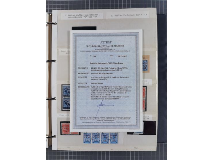 1944, umfangreiche, meist postfrische und gestempelte Sammlung mit vielen Einheiten, gestempelten Bogenteilen, Aufdruck-Abart