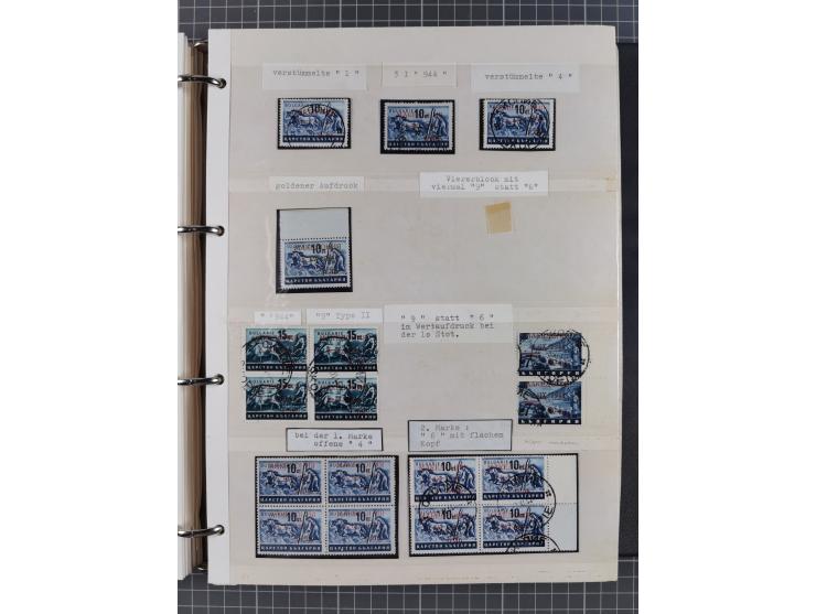 1944, umfangreiche, meist postfrische und gestempelte Sammlung mit vielen Einheiten, gestempelten Bogenteilen, Aufdruck-Abart