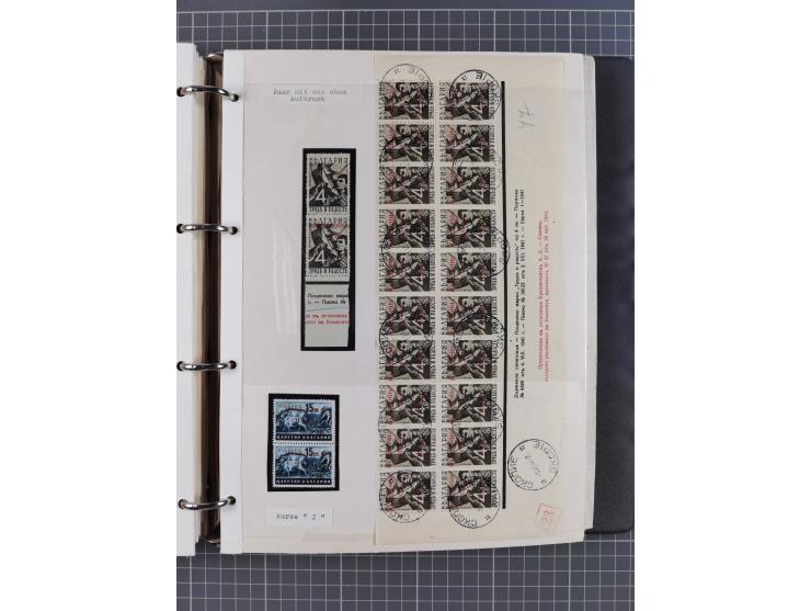 1944, umfangreiche, meist postfrische und gestempelte Sammlung mit vielen Einheiten, gestempelten Bogenteilen, Aufdruck-Abart