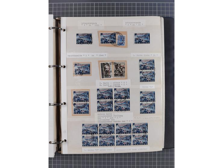 1944, umfangreiche, meist postfrische und gestempelte Sammlung mit vielen Einheiten, gestempelten Bogenteilen, Aufdruck-Abart