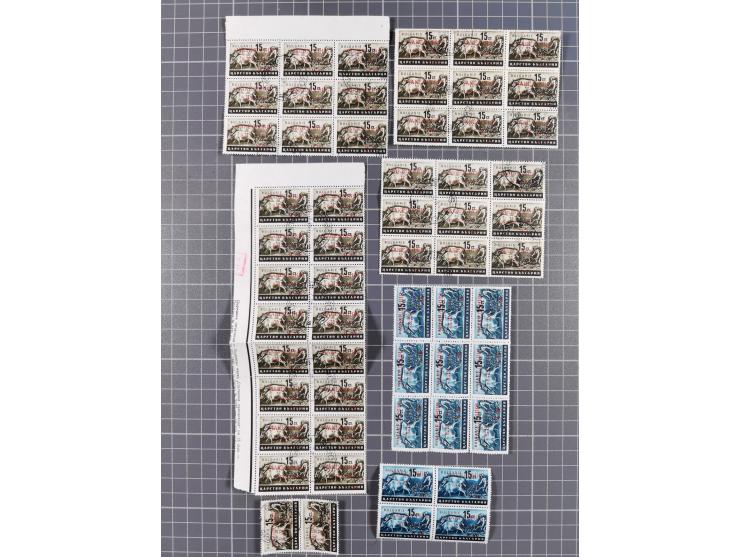 1944, umfangreiche, meist postfrische und gestempelte Sammlung mit vielen Einheiten, gestempelten Bogenteilen, Aufdruck-Abart