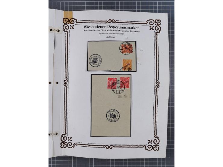 1922/23, umfangreiche, alte Ausstellungssammlung “Wiesbadener Regierungsmarken” mit vielen ungebrauchten und gestempelten Mar