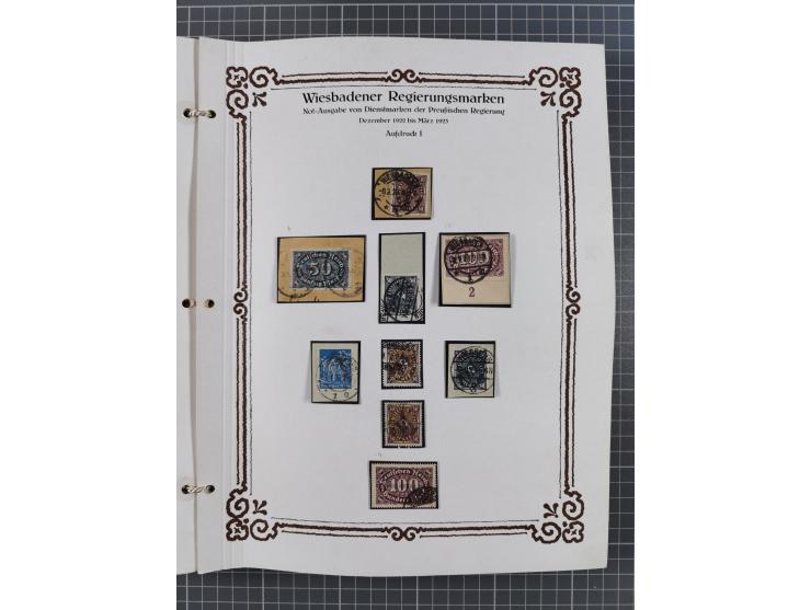 1922/23, umfangreiche, alte Ausstellungssammlung “Wiesbadener Regierungsmarken” mit vielen ungebrauchten und gestempelten Mar