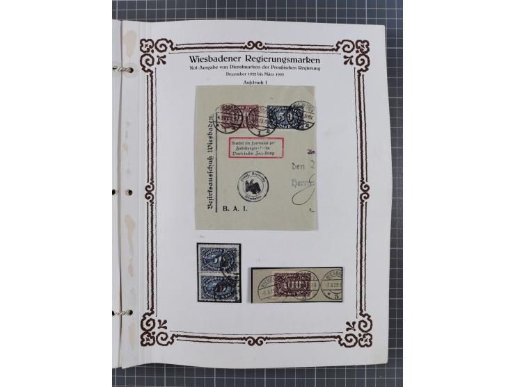 1922/23, umfangreiche, alte Ausstellungssammlung “Wiesbadener Regierungsmarken” mit vielen ungebrauchten und gestempelten Mar