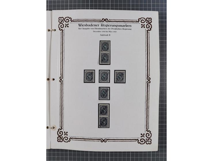 1922/23, umfangreiche, alte Ausstellungssammlung “Wiesbadener Regierungsmarken” mit vielen ungebrauchten und gestempelten Mar