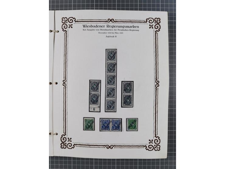 1922/23, umfangreiche, alte Ausstellungssammlung “Wiesbadener Regierungsmarken” mit vielen ungebrauchten und gestempelten Mar