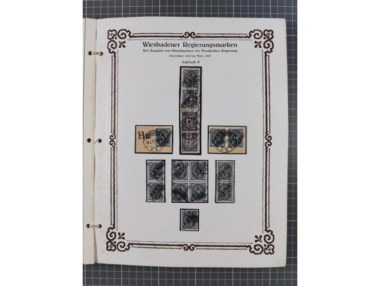 1922/23, umfangreiche, alte Ausstellungssammlung “Wiesbadener Regierungsmarken” mit vielen ungebrauchten und gestempelten Mar