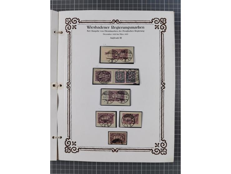1922/23, umfangreiche, alte Ausstellungssammlung “Wiesbadener Regierungsmarken” mit vielen ungebrauchten und gestempelten Mar
