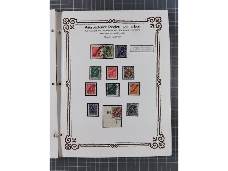 1922/23, umfangreiche, alte Ausstellungssammlung “Wiesbadener Regierungsmarken” mit vielen ungebrauchten und gestempelten Mar