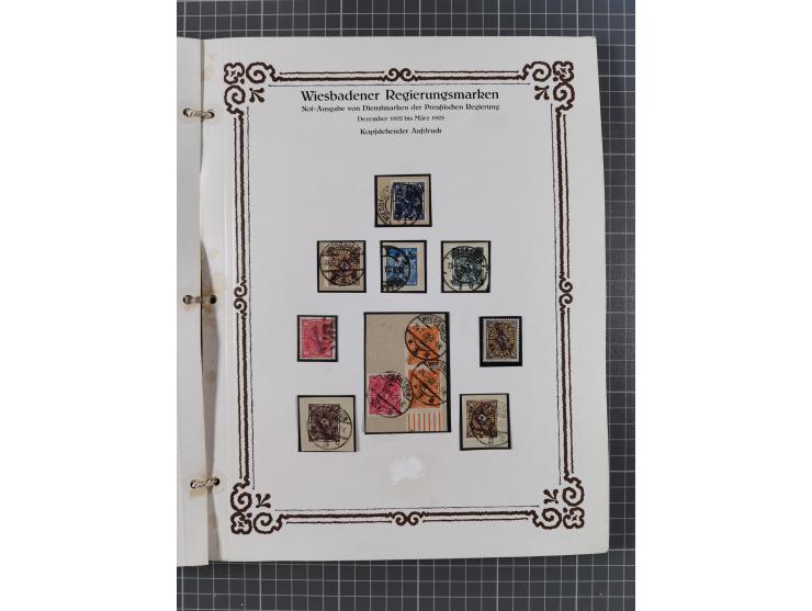 1922/23, umfangreiche, alte Ausstellungssammlung “Wiesbadener Regierungsmarken” mit vielen ungebrauchten und gestempelten Mar