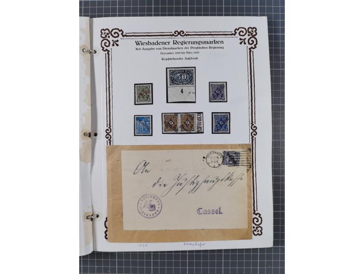 1922/23, umfangreiche, alte Ausstellungssammlung “Wiesbadener Regierungsmarken” mit vielen ungebrauchten und gestempelten Mar