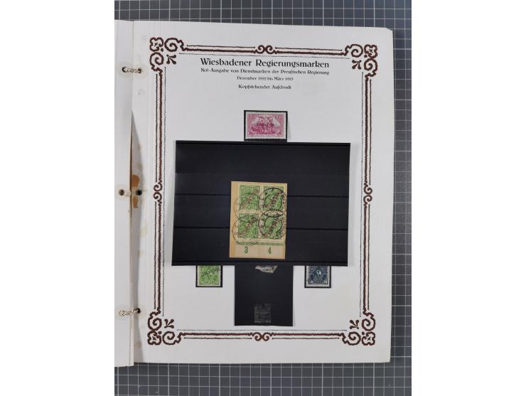 1922/23, umfangreiche, alte Ausstellungssammlung “Wiesbadener Regierungsmarken” mit vielen ungebrauchten und gestempelten Mar